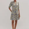 Batik Floral Print Short Slub Dress