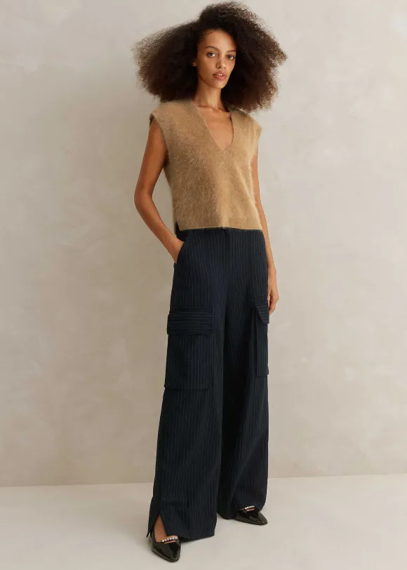 Brushed Cashmere V Neck Cropped Vest