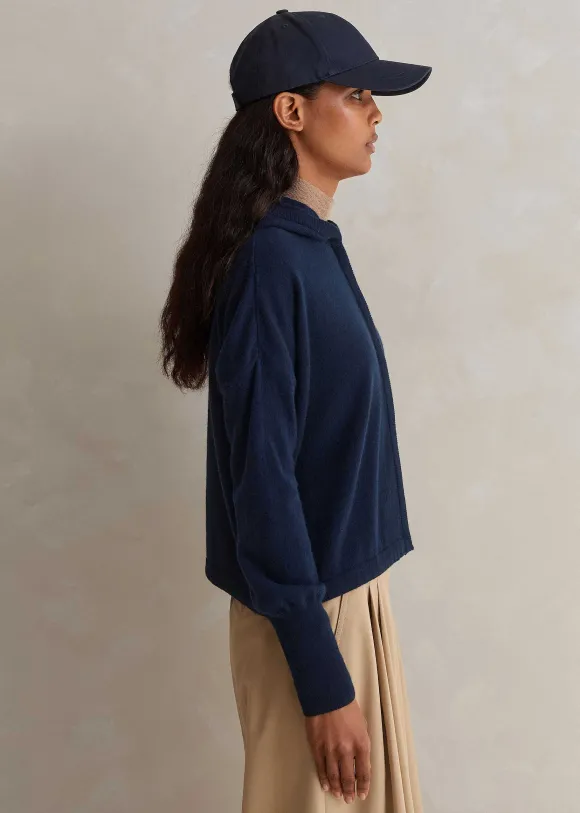 Cashmere Drop Shoulder Box Crop Hoody