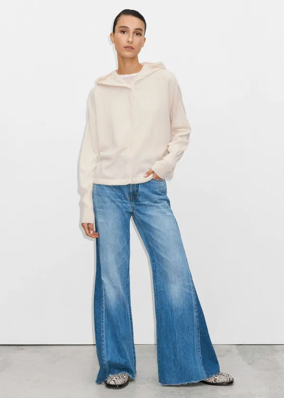 Cashmere Drop Shoulder Box Crop Hoody