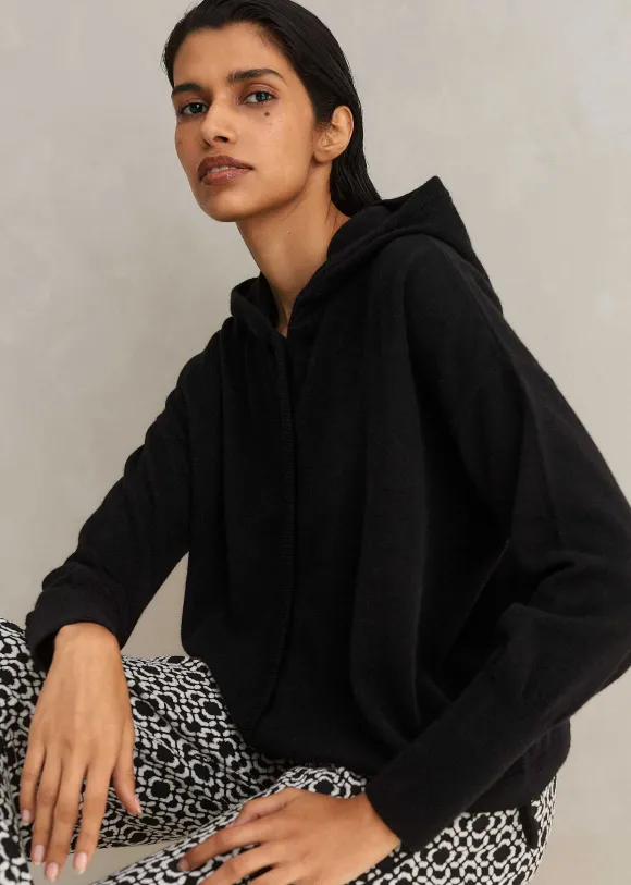 Cashmere Drop Shoulder Box Crop Hoody