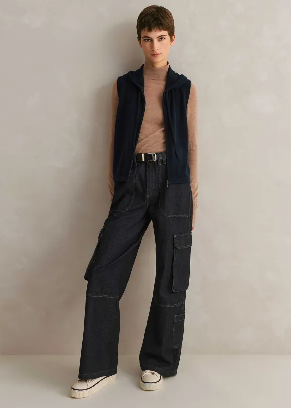Cashmere Sleeveless Relaxed Zip Hoody