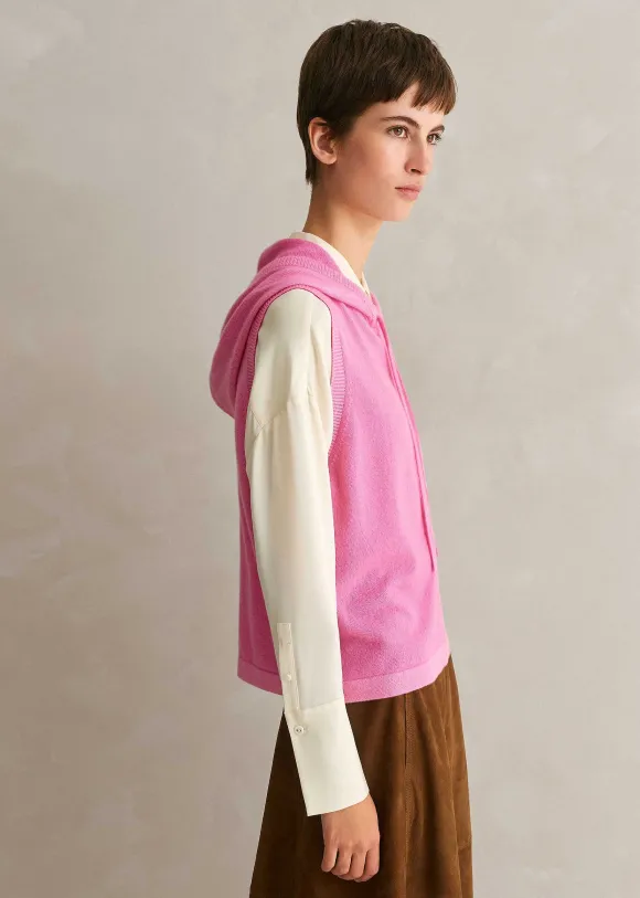 Cashmere Sleeveless Relaxed Zip Hoody