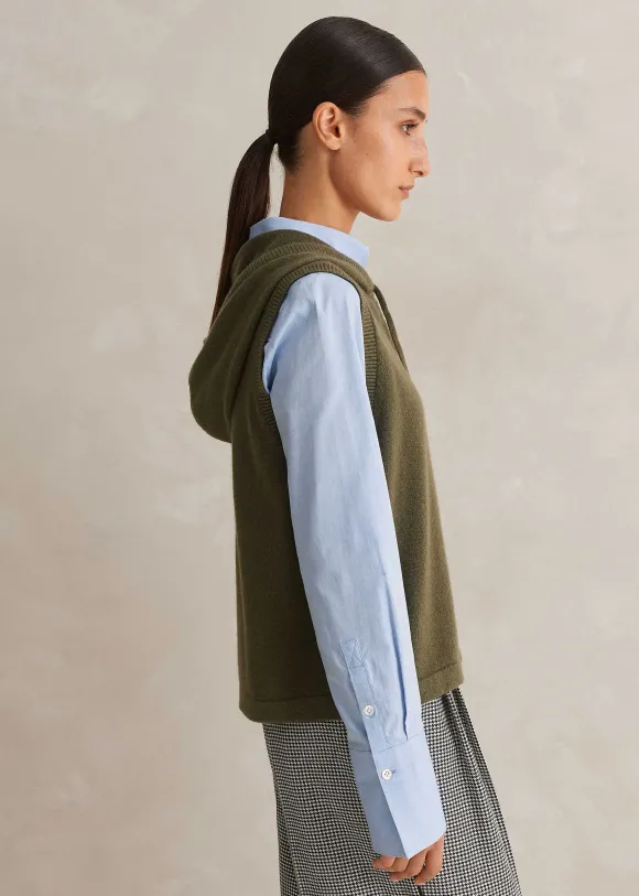 Cashmere Sleeveless Relaxed Zip Hoody