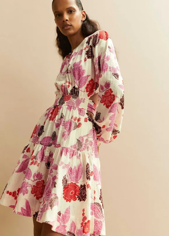 Cheesecloth Bali Print Fit And Flare Dress