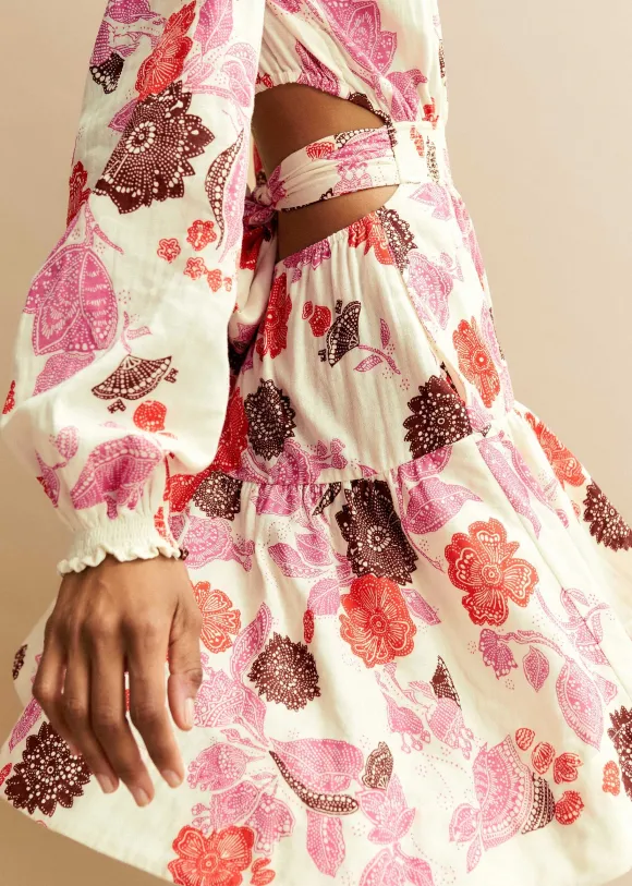 Cheesecloth Bali Print Fit And Flare Dress