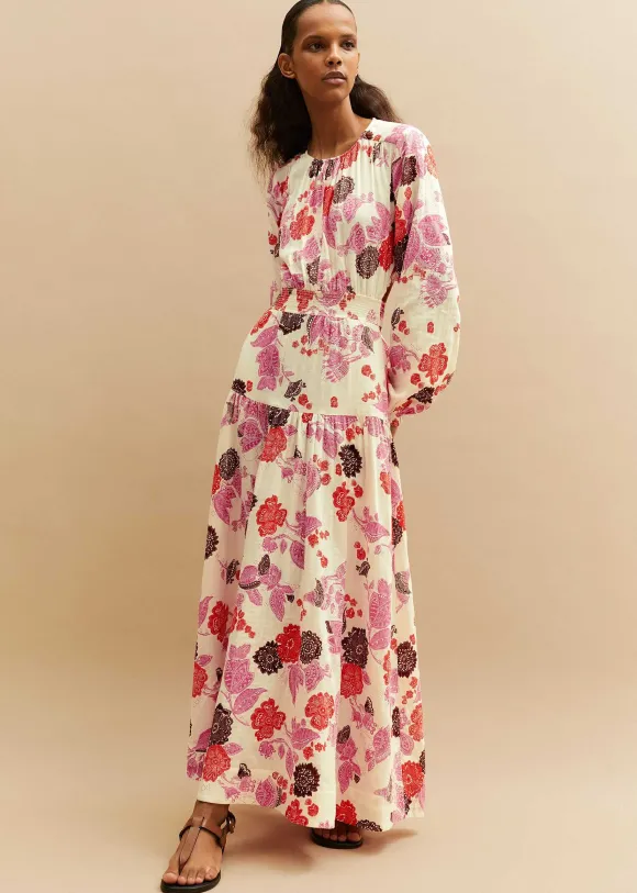 Cheesecloth Bali Print Full-Length Dress