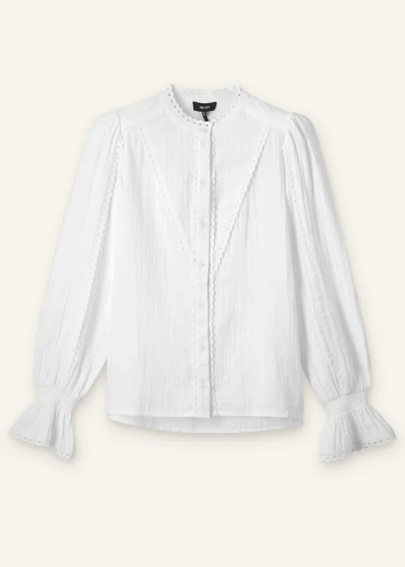 Cheesecloth Broderie Trim Blouse