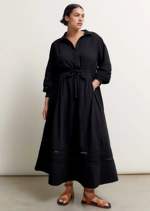 Cheesecloth Drawstring Maxi Dress