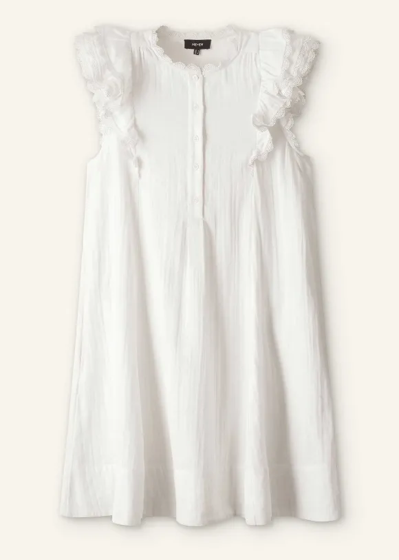 Cheesecloth Frill Short Swing Dress + Belt