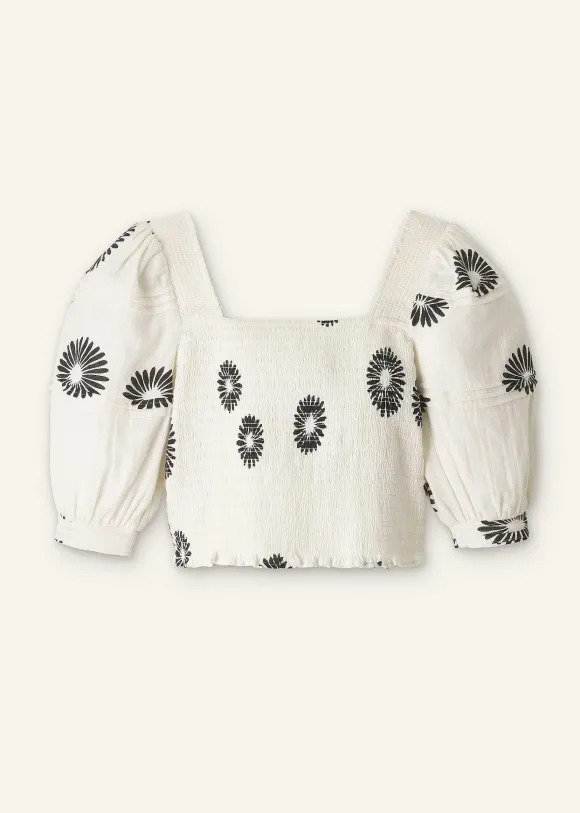 Cheesecloth Modern Daisy Print Blouse