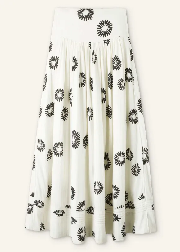 Cheesecloth Modern Daisy Print Maxi Skirt