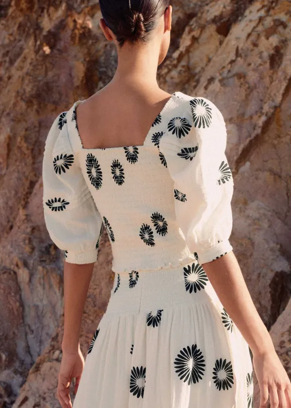 Cheesecloth Modern Daisy Print Blouse