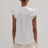 Cheesecloth Ruffle Sleeveless Blouse