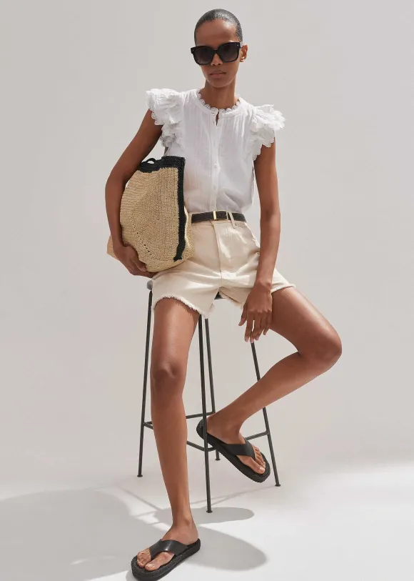 Cheesecloth Ruffle Sleeveless Blouse