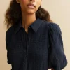 Cheesecloth Shirred Maxi Shirt Dress