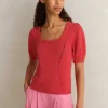 Chunky Cotton Fashioned Square Neck Tee