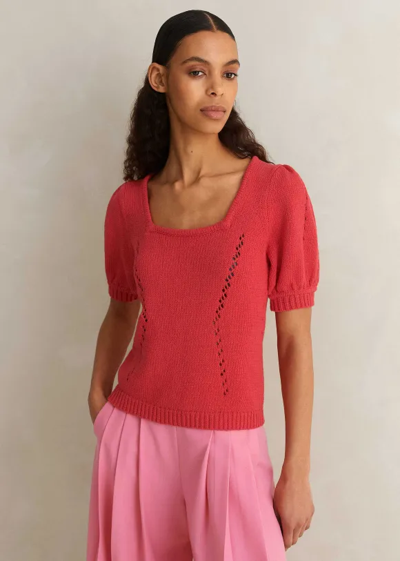 Chunky Cotton Fashioned Square Neck Tee