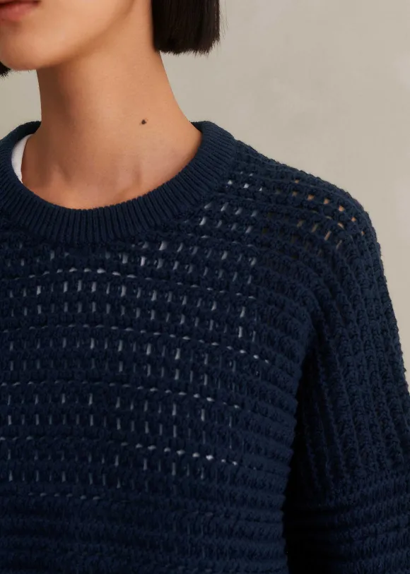 Chunky Cotton Open Stitch Box Jumper