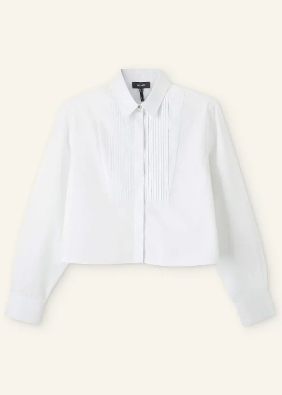Cotton Bib Detail Crop Shirt