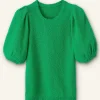 Cotton Boucl Pouf Sleeve Knit Tee