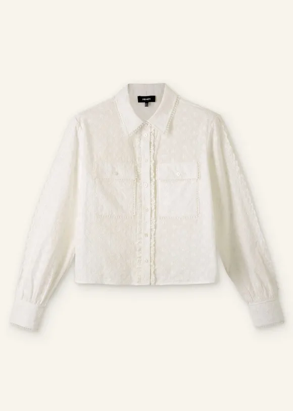 Cotton Broderie Cropped Jacket Blouse