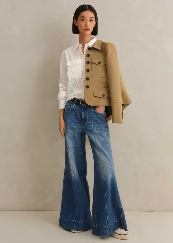Cotton Broderie Cropped Jacket Blouse