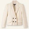 Cotton Herringbone Fitted Short Blazer