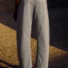 Cotton Indigo Stripe Engineered-Leg Trouser