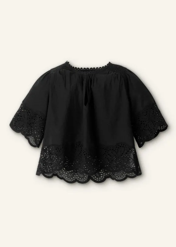 Cotton Lace Flower Broderie Blouse