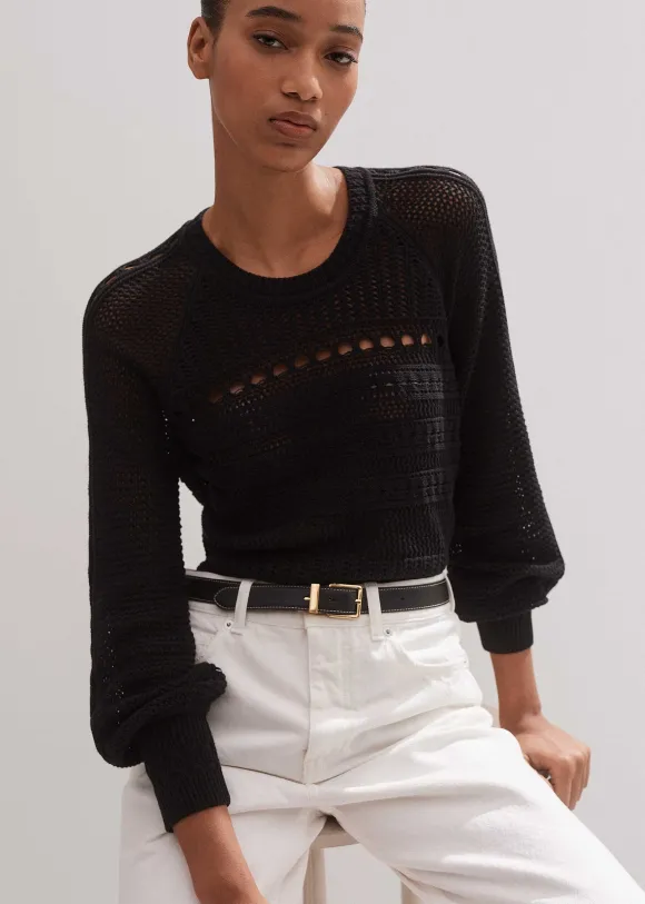 Cotton Lace Stitch Raglan Sleeve Jumper