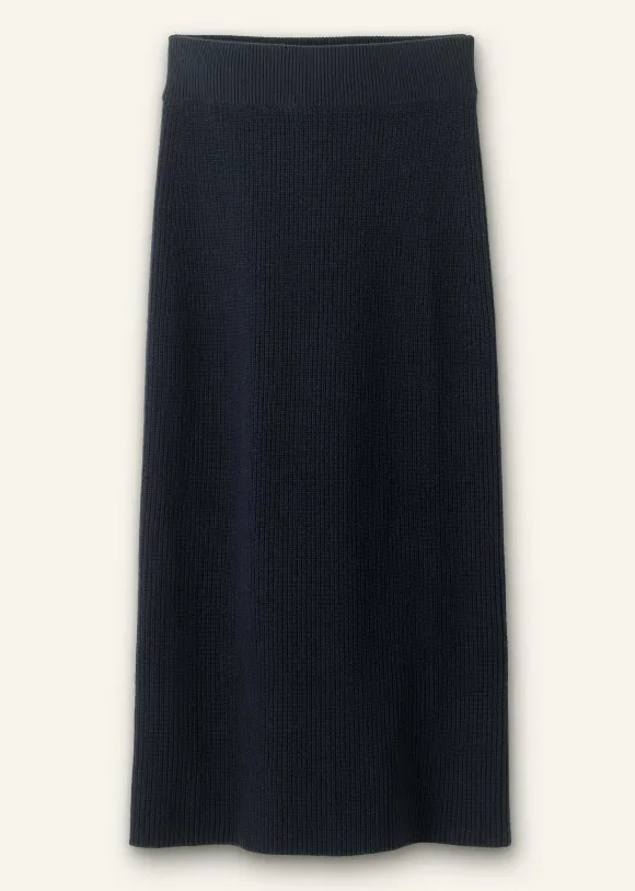 Cotton Merino Rib Straight Maxi Skirt