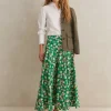 Cotton Poplin Lantana Print Maxi Skirt