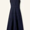 Cotton Poplin Volant Sleeve Maxi Dress
