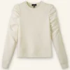 Cotton Ruche Sleeve Sweatshirt