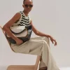 Cotton Scallop Stripe Boxy Knit Vest