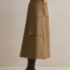 Cotton Utility Midi Skirt