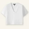 Cotton V-Neck Oversized Crop Tee