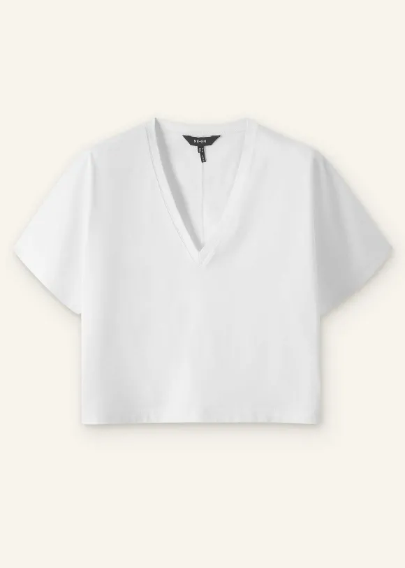 Cotton V-Neck Oversized Crop Tee