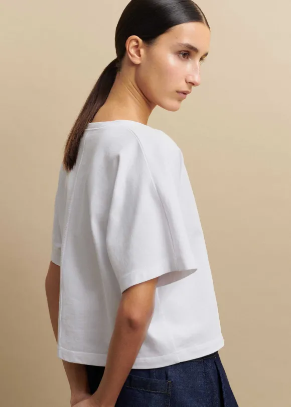 Cotton V-Neck Oversized Crop Tee