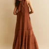 Cotton Voile Halterneck Full-Length Dress