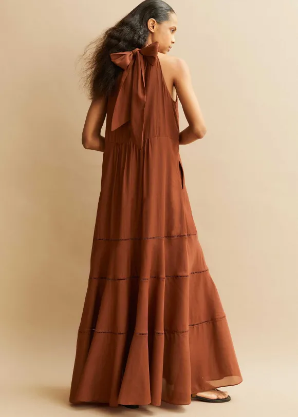 Cotton Voile Halterneck Full-Length Dress