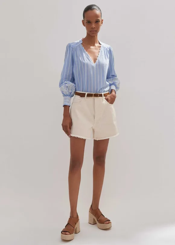 Cotton Voile Lace Embroidered Top + Tie
