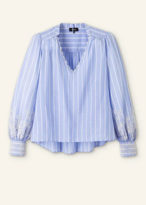 Cotton Voile Lace Embroidered Top + Tie