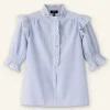 Cotton Voile Stripe Short Sleeve Top