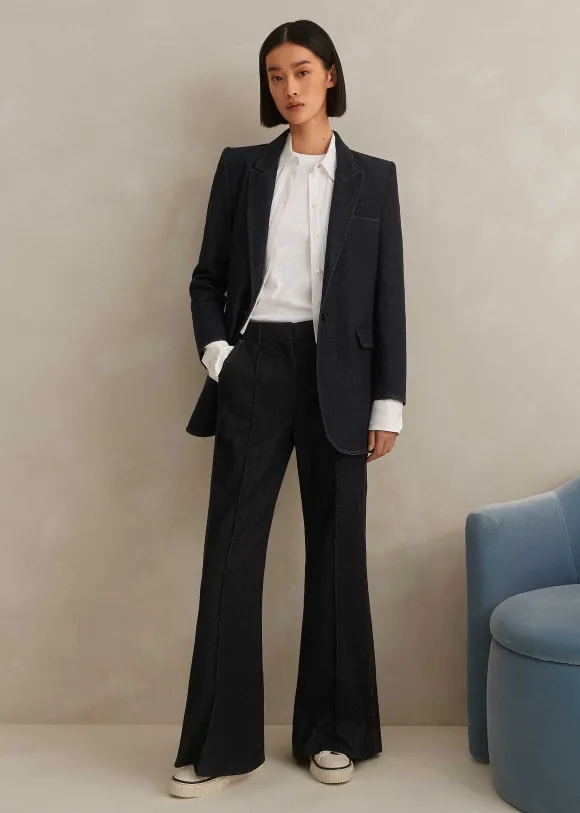Cotton-Blend Denim Kick Flare Trouser