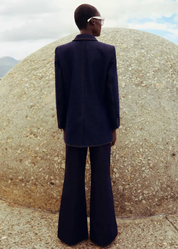 Cotton-Blend Denim Kick-Flare Trouser Suit