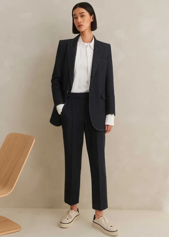 Cotton-Blend Denim Straight Crop Trouser
