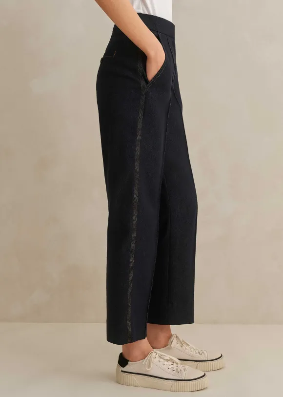 Cotton-Blend Denim Straight Crop Trouser