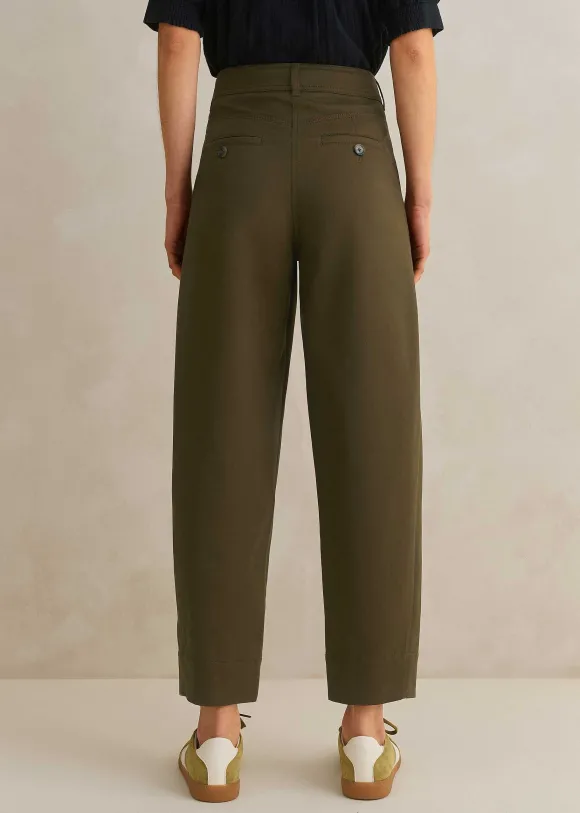 Cotton-Blend Tapered Pleat Trouser